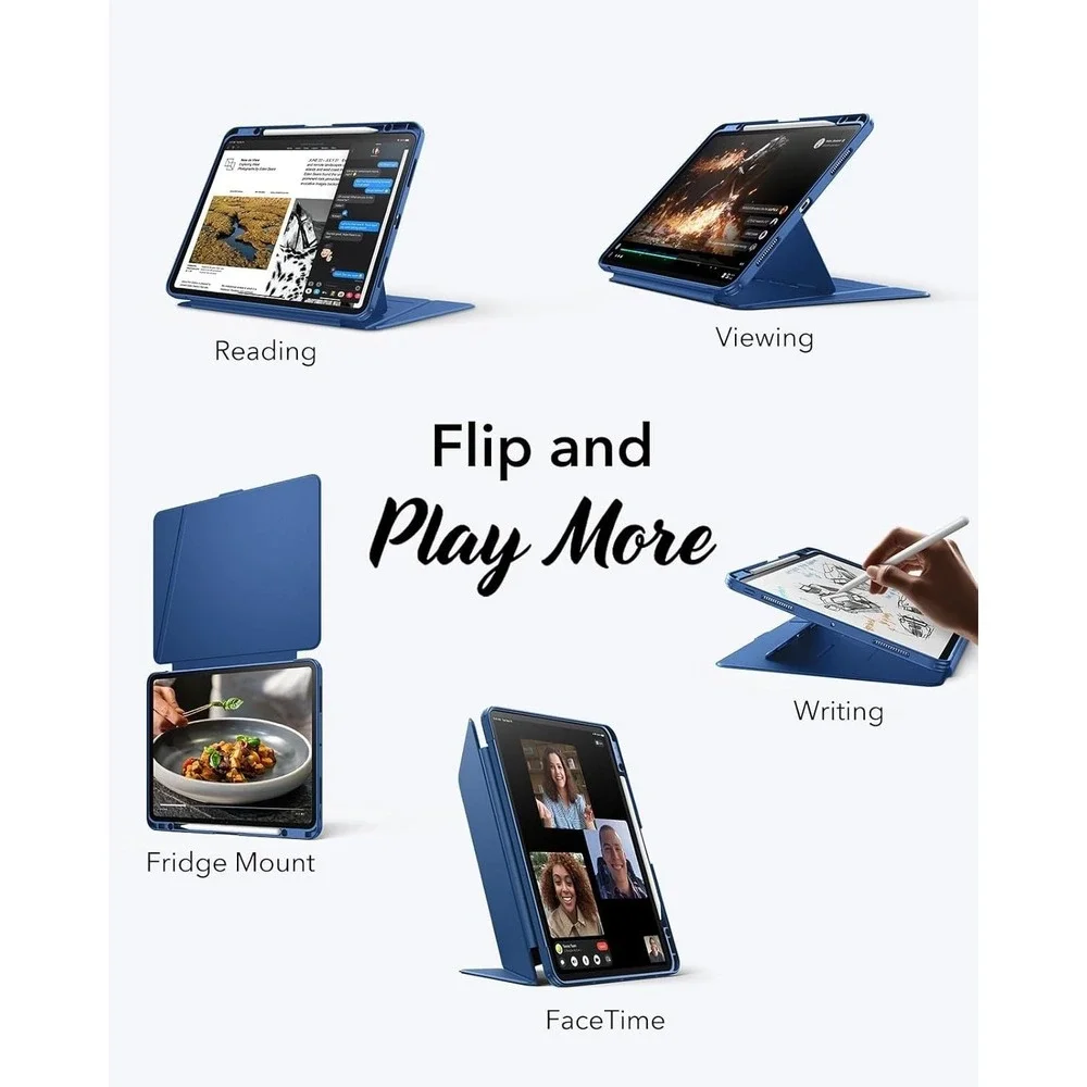 ESR iPad Pro 13 Case M5 M4 Blue Flip Stand Cover Pencil Holder Slim